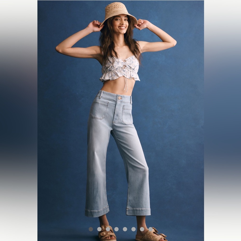 The Colette Cropped High-Rise Wide-Leg Jeans by Maeve-26